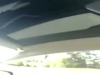 Randy shemale film her hard cock while driving