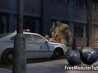 3D Cartoon femme fatale Getting Fucked Outdoors By The Hulk