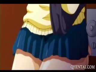 Hentai teeny blows and rubs cock with lust