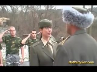 Military young female Gets Soldiers Cum